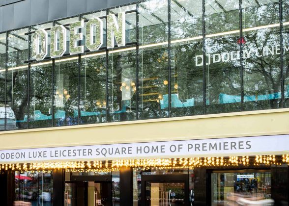 Glass box extension on the Odeon cinema in Leicester Square